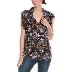 Abbey Womens  Tassel Tie Neck Top, Black